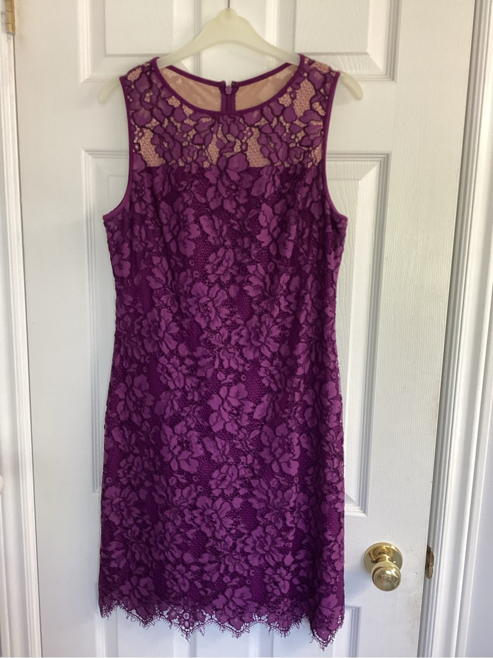 Lauren Ralph Lauren Purple Lace Midi Sheath Dress
